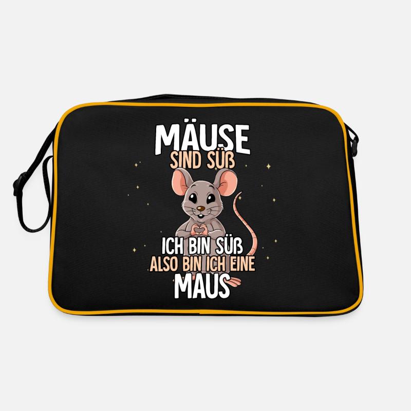 Mäuse Sind Süß Maus - Retro Tasche - Schwarz/Gold