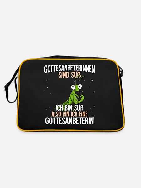 Gottesanbeterinnen Sind Süß Gottesanbeterin - Retro Tasche - Schwarz/Gold - Hinten