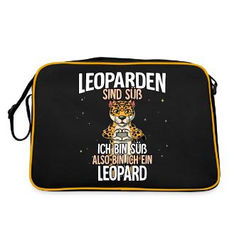 Leoparden Sind Süß Leopard - Retro Tasche - Schwarz/Gold - Hinten