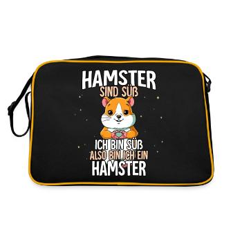Hamster Sind Süß Hamster - Retro Tasche - Schwarz/Gold - Hinten