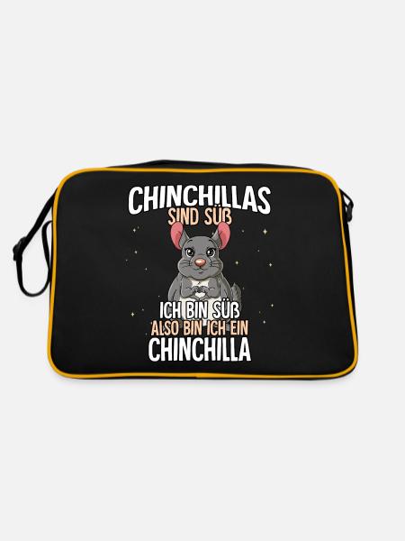 Chinchillas Sind Süß Chinchilla - Retro Tasche - Schwarz/Gold - Hinten