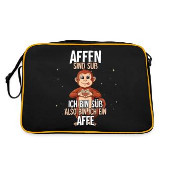 Affen Sind Süß Affe - Retro Tasche - Schwarz/Gold - Hinten