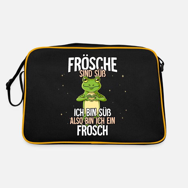 Frösche Sind Süß Frosch - Retro Tasche - Schwarz/Gold