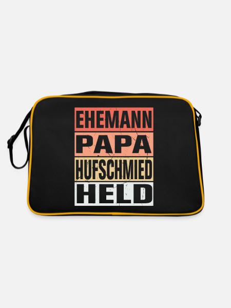Hufschmied Vater Ehemann Held - Retro Tasche - Schwarz/Gold - Hinten