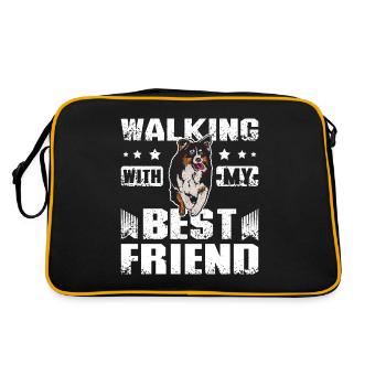 Marcher avec mon meilleur ami berger australien - Sac Retro - noir/or - Dos