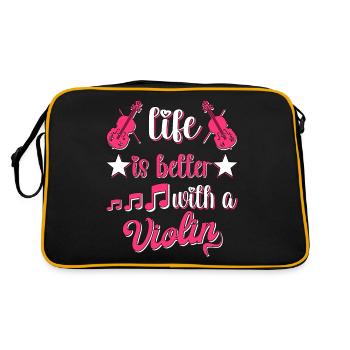Violin Music Violin Player Musician - Retro Bag - black/gold - Back