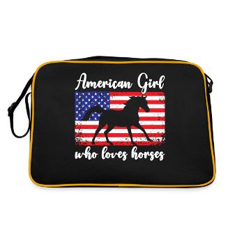 Fille américaine qui aime les chevaux arabes - Sac Retro - noir/or - Dos