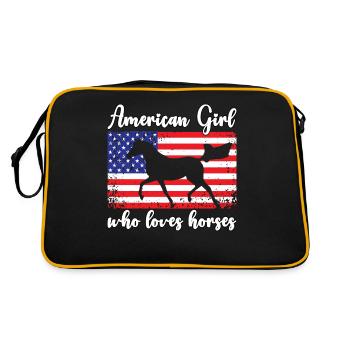 Fille américaine qui aime les chevaux arabes - Sac Retro - noir/or - Dos