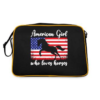 Fille américaine qui aime les chevaux arabes - Sac Retro - noir/or - Dos
