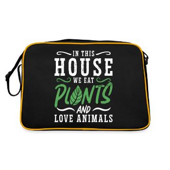 Véganisme Dans cette maison, nous ne mangeons pas de viande Amateur végétalien - Sac Retro - noir/or - Dos
