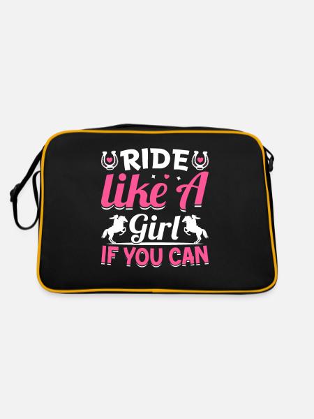Reiten Sie wie ein Mädchen, wenn Sie können - - Retro Tasche - Schwarz/Gold - Hinten
