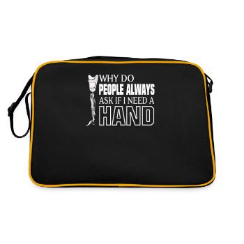 Warum fragen die Leute, ob ich eine Handamputation - Retro Tasche - Schwarz/Gold - Hinten