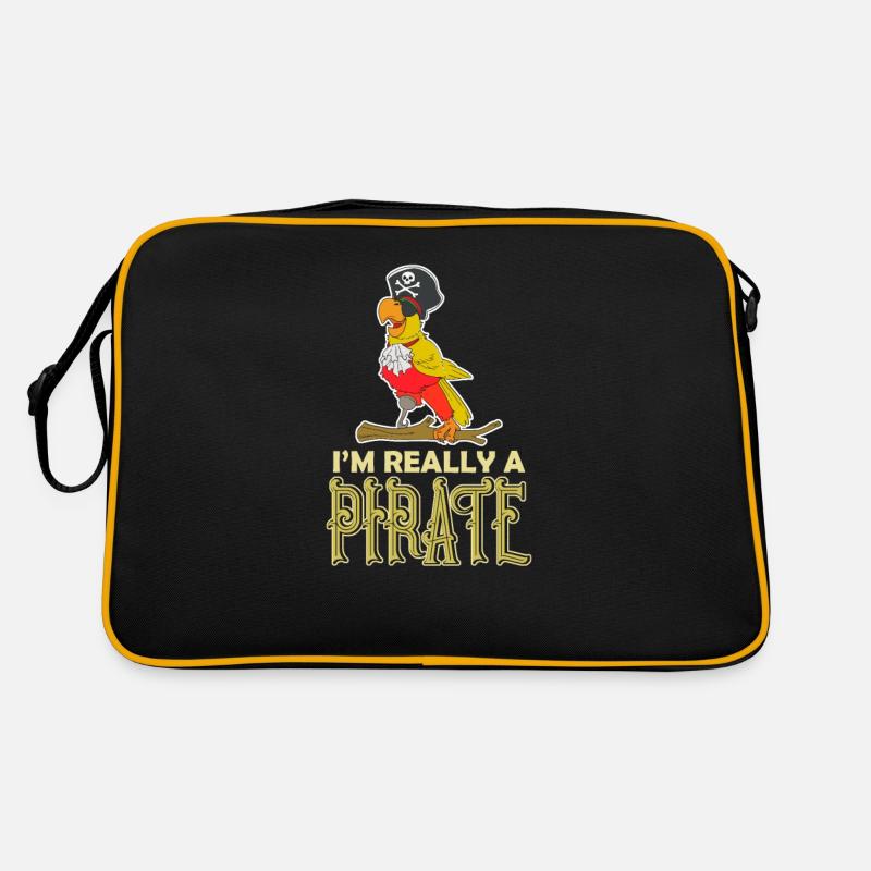Segeln Ich bin wirklich ein Pirat Amputiertes Bein - Retro Tasche - Schwarz/Gold