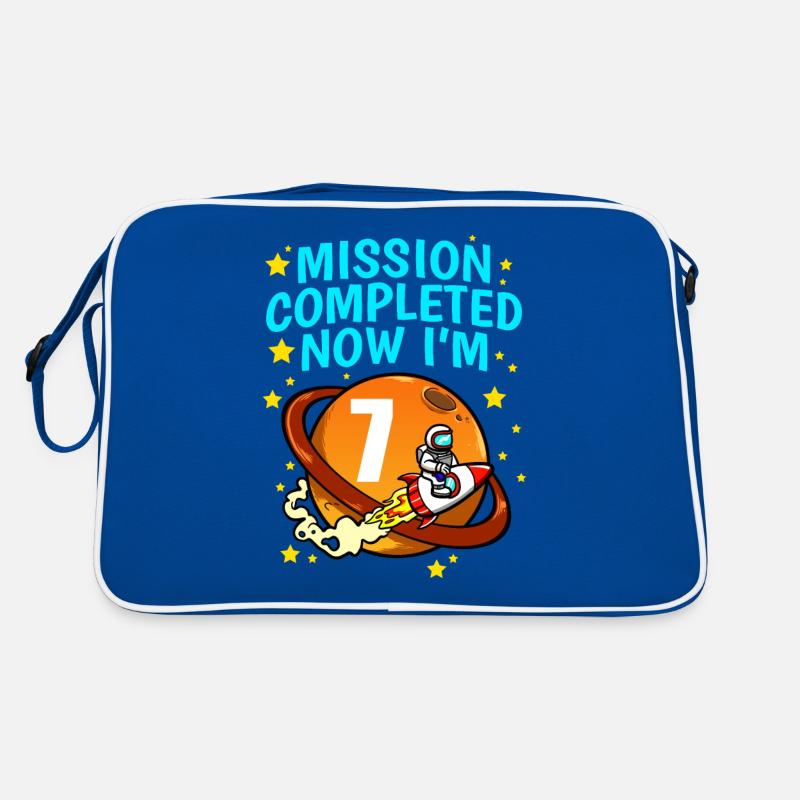 Space Birthday 7 Astronaut Planets Rocket Ship Retro Bag