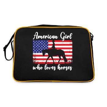 Fille américaine qui aime les chevaux arabes - Sac Retro - noir/or - Dos