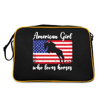 Fille américaine qui aime les chevaux arabes - Sac Retro - noir/or - Dos