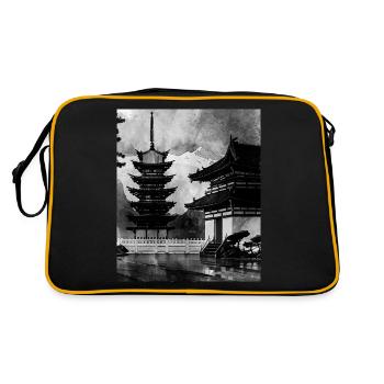 Haruno Illustration du temple japonais Japon - Sac Retro - noir/or - Dos