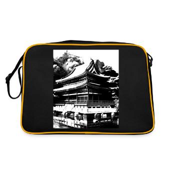 Haruno Illustration du temple japonais Japon - Sac Retro - noir/or - Dos