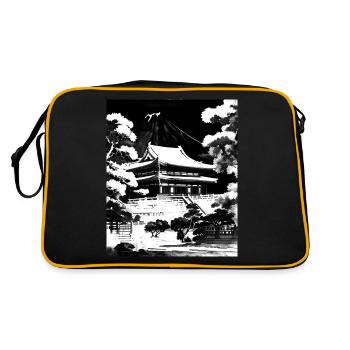 Haruno Illustration du temple japonais Japon - Sac Retro - noir/or - Dos