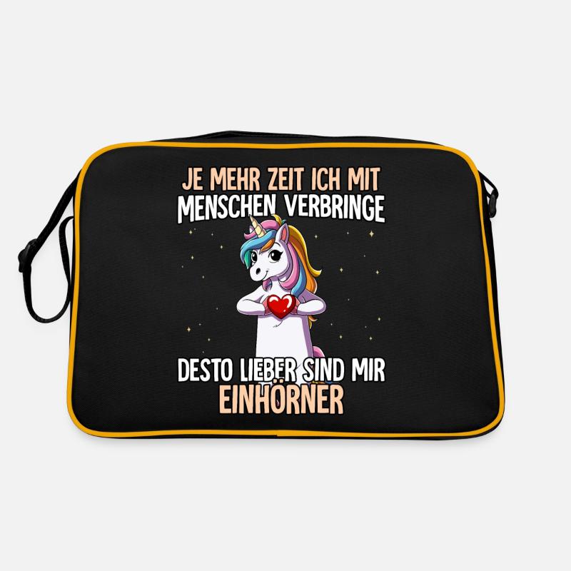 Einhorn - Retro Tasche - Schwarz/Gold