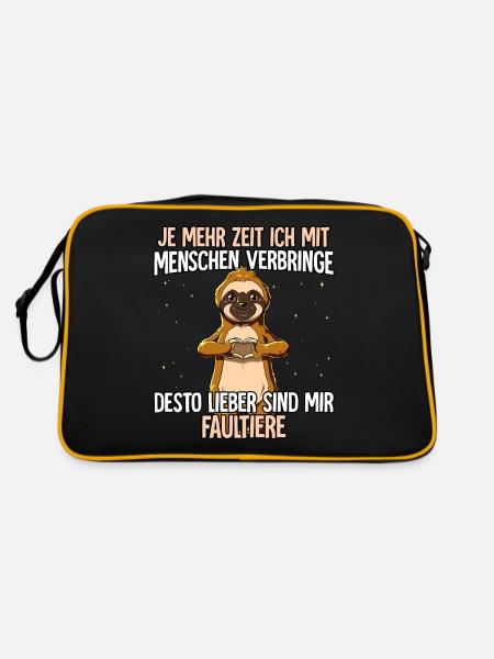 Faultier - Retro Tasche - Schwarz/Gold