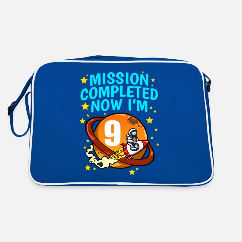 Space Birthday 9 Astronaut Planets Rocket Ship Retro Bag
