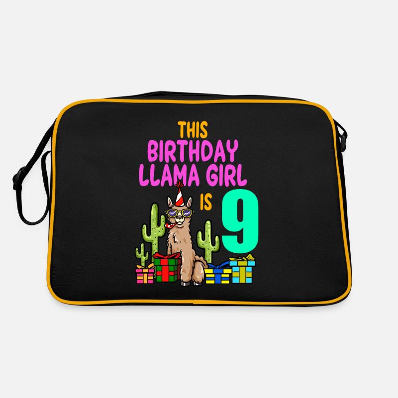 Lama Mädchen 9. Geburtstag Party Alpaka Retro Tasche
