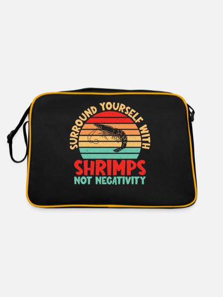 Garnelenliebhaber Geschenk - Retro Tasche - Schwarz/Gold - Hinten