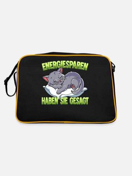 Energiesparen Haben Sie Gesagt Katze - Retro Tasche - Schwarz/Gold - Hinten