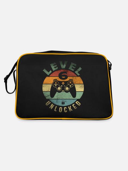 Level 6 Unlocked Funny Video Gamer 6th Birthday - Retro Bag - black/gold - Back