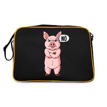 Schwein Nö - Retro Tasche - Schwarz/Gold - Hinten