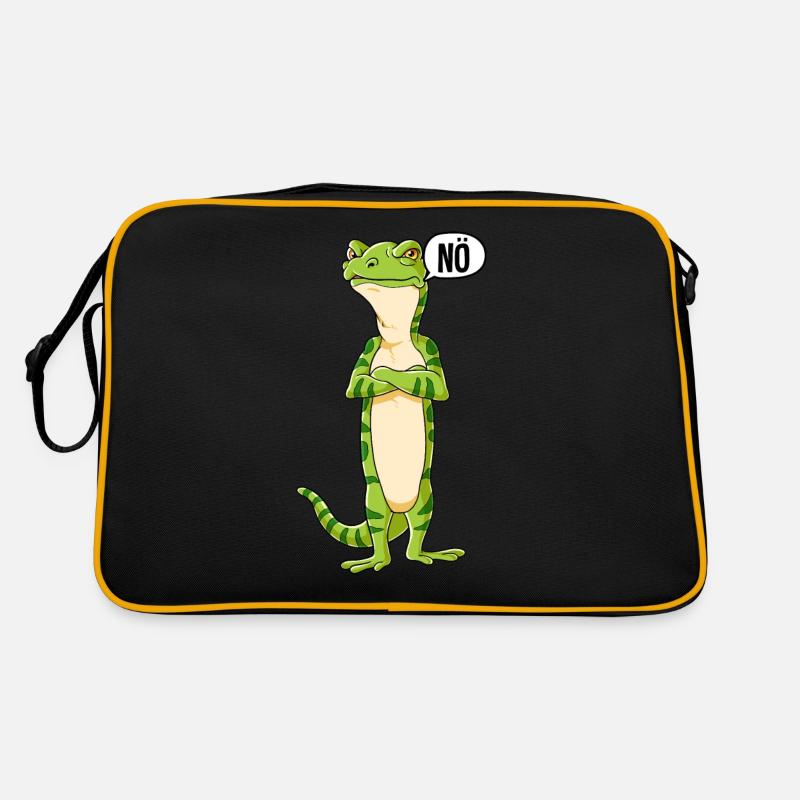 Gecko Nö - Retro Tasche - Schwarz/Gold