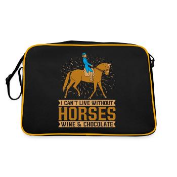 Saut d'obstacles Je ne peux pas vivre sans équitation - Sac Retro - noir/or - Dos