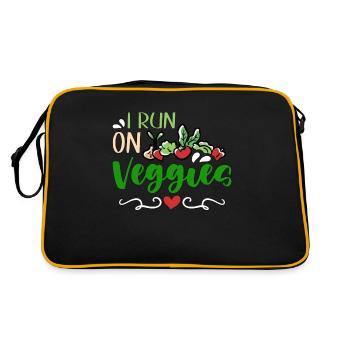 Vegan Diet I Run On Veggies Vegetarian Meat Free - Retro Bag - black/gold - Back