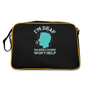 Gehörlos Schwerhörig Hörgerät Gebärdensprache - Retro Tasche - Schwarz/Gold - Hinten