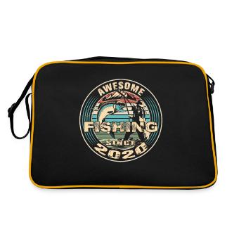Awesome since 2020. Angel, Angler Geburtstag - Retro Tasche - Schwarz/Gold - Hinten