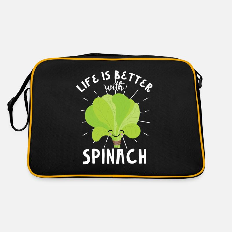 Spinat - Retro Tasche - Schwarz/Gold