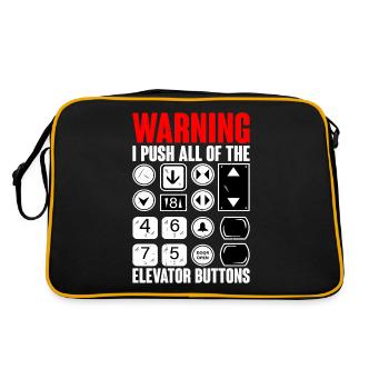 Warning I Push All Of The Elevator Buttons 11 - Retro Bag - black/gold - Back