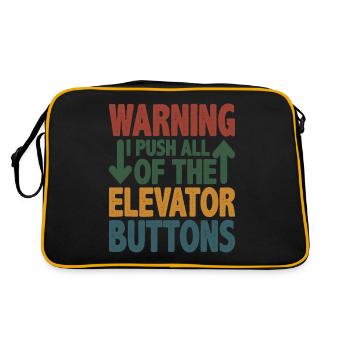 Warning I Push All Of The Elevator Buttons 12 - Retro Bag - black/gold - Back