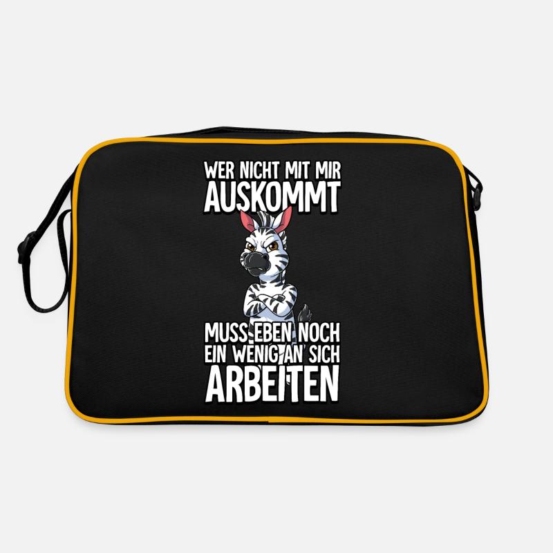 Zebra Wer Nicht Mit Mir Auskommt - Retro Tasche - Schwarz/Gold