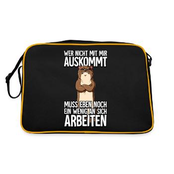 Otter Wer Nicht Mit Mir Auskommt - Retro Tasche - Schwarz/Gold - Hinten