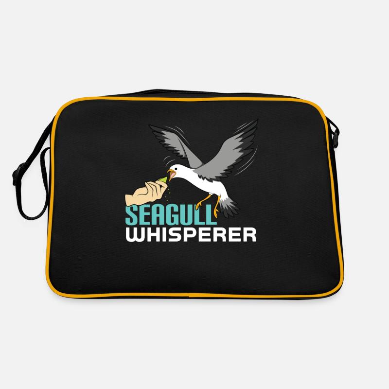 Seemöwe - Retro Tasche - Schwarz/Gold