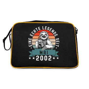 Faultier Geburtstag Mai 2002 Geboren Jahrgang 2002 - Retro Tasche - Schwarz/Gold - Hinten