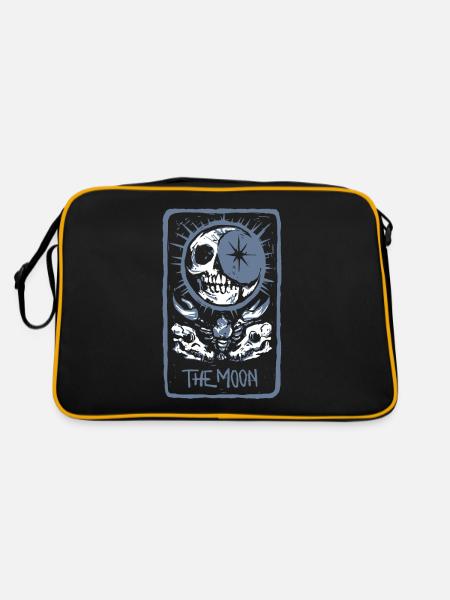 The Moon Skeleton Skull Tarot Card - Retro Tasche - Schwarz/Gold - Hinten
