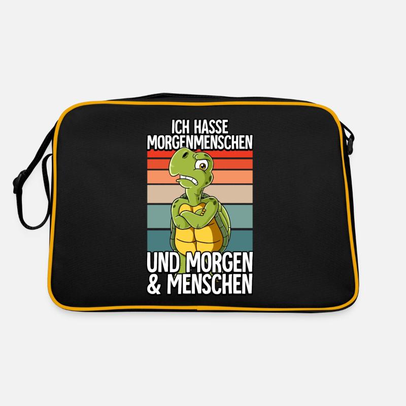 Ich Hasse Morgenmenschen Schildkröte Retro Tasche