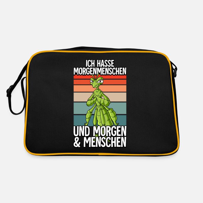 Ich Hasse Morgenmenschen Wandelndes Blatt - Retro Tasche - Schwarz/Gold