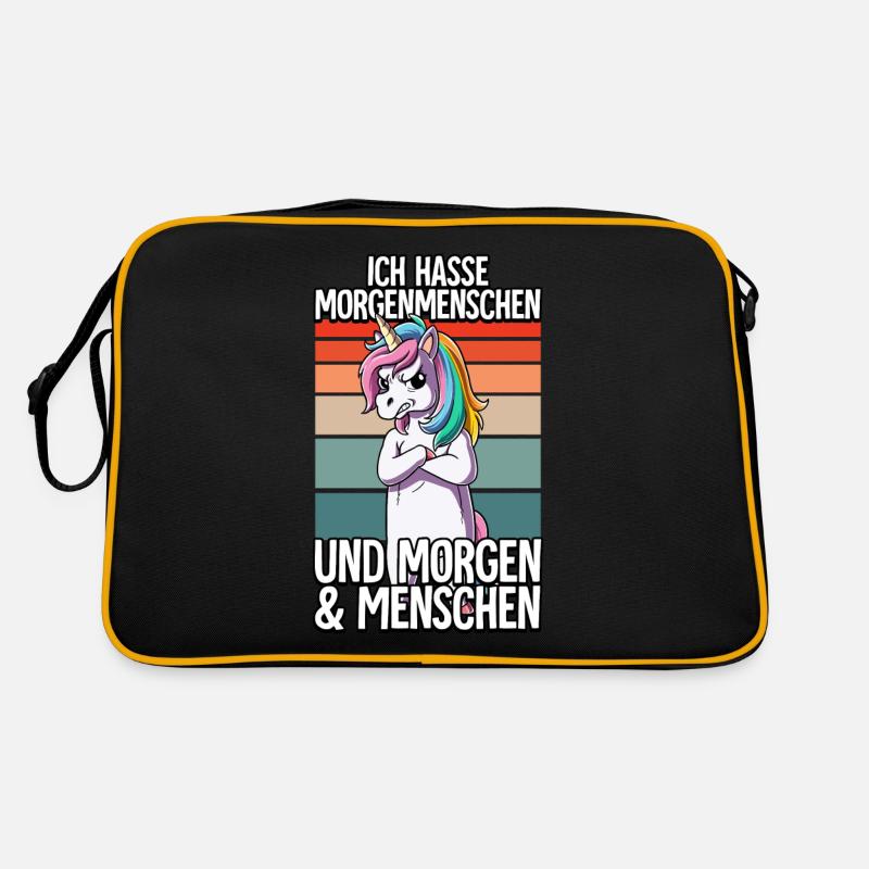 Ich Hasse Morgenmenschen Einhorn Retro Tasche