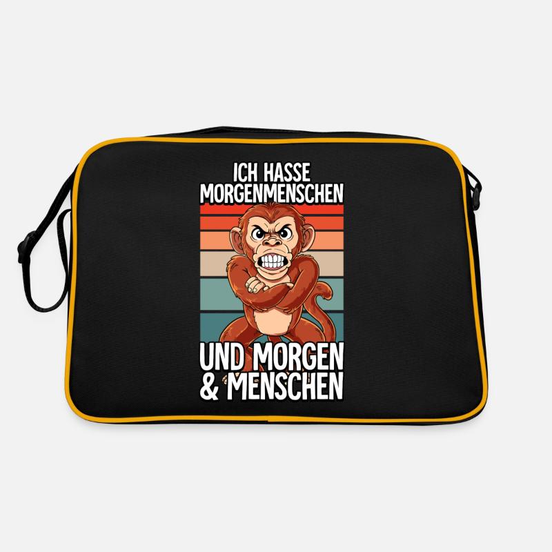 Ich Hasse Morgenmenschen Affe Retro Tasche