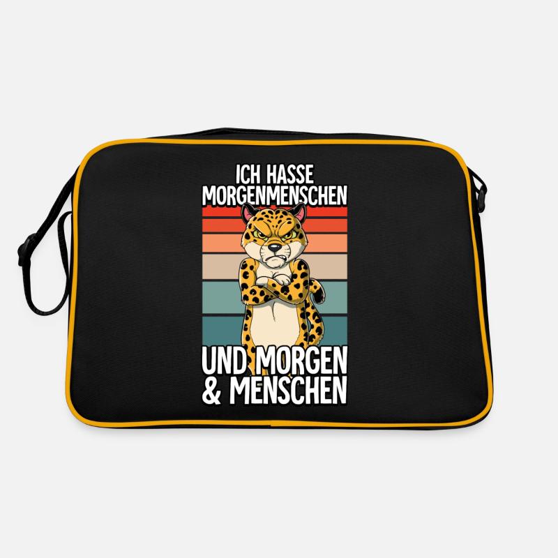 Ich Hasse Morgenmenschen Leopard Retro Tasche