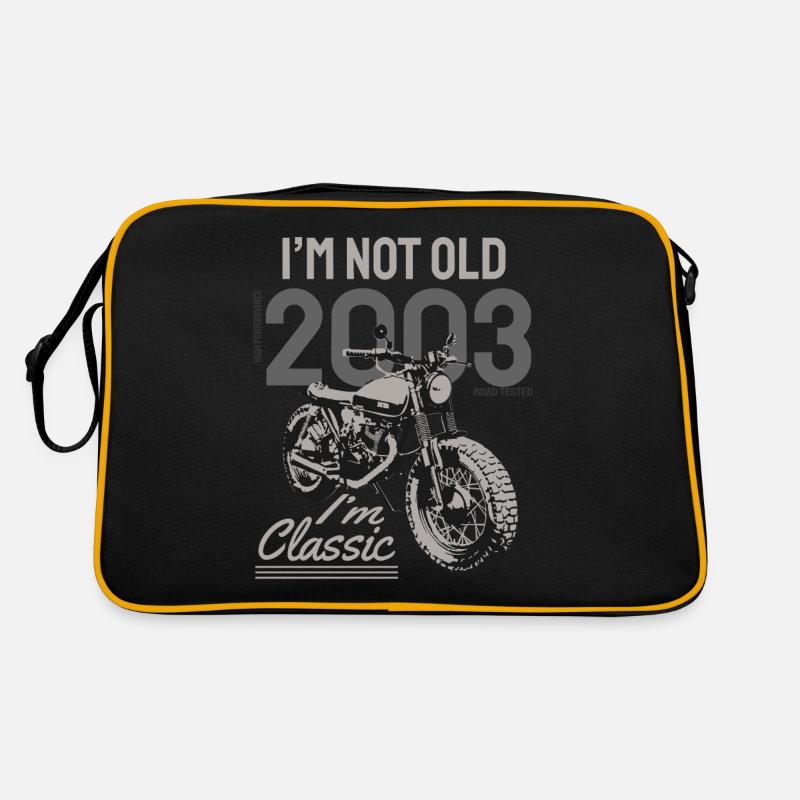 I'm Not Old I'm Classic. Biker Geburtstag 2003 - Retro Tasche - Schwarz/Gold